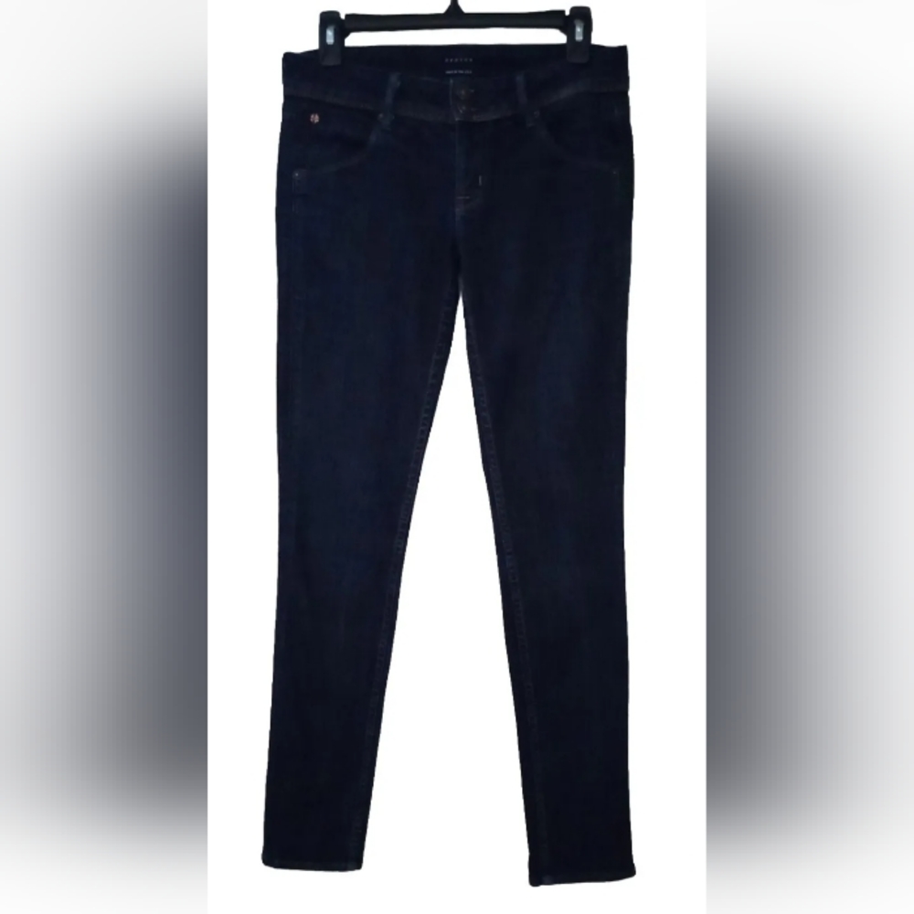 Hudson Womens 27 R Low Rise Slim Skinny Jeans Dark Wash Stretch Flap Pockets